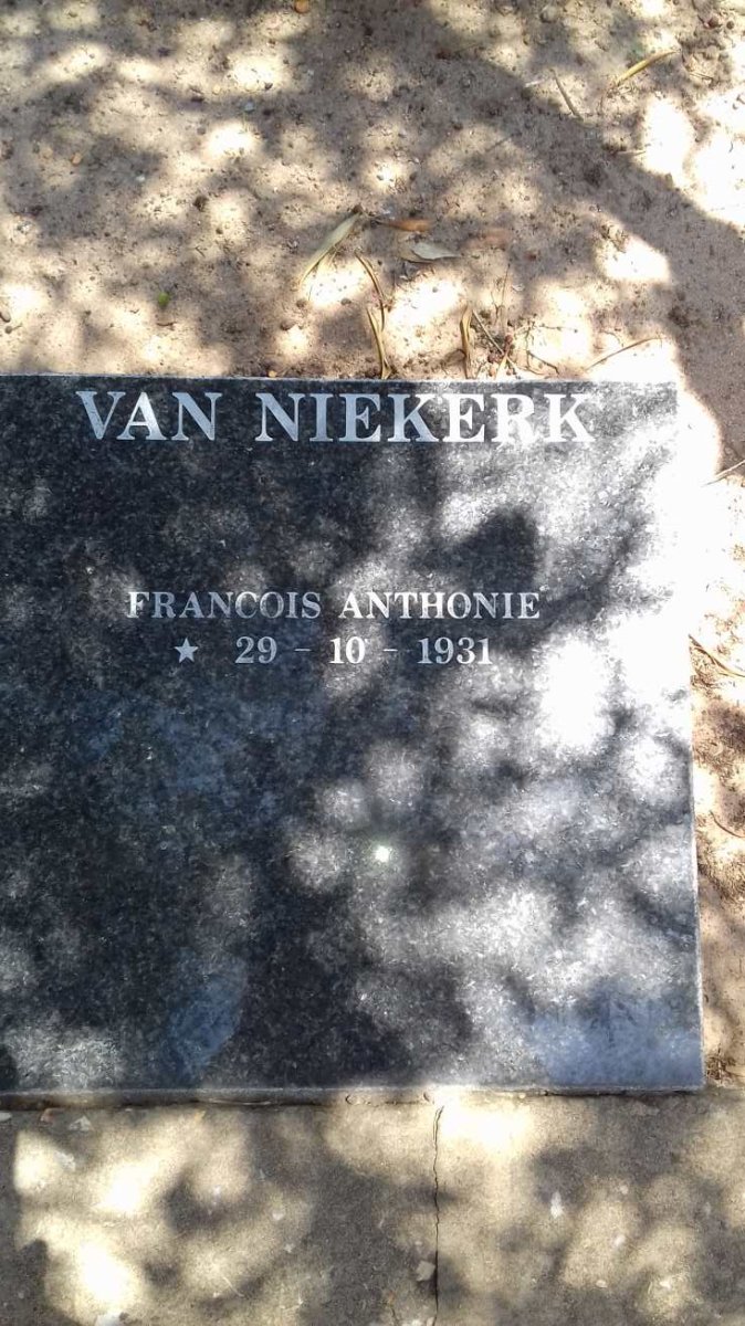 NIEKERK Francois Anthonie, van 1931-