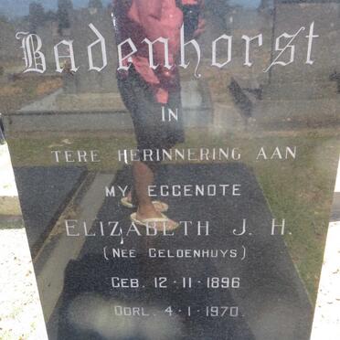 BADENHORST Elizabeth J.H. nee GELDENHUYS 1896-1970