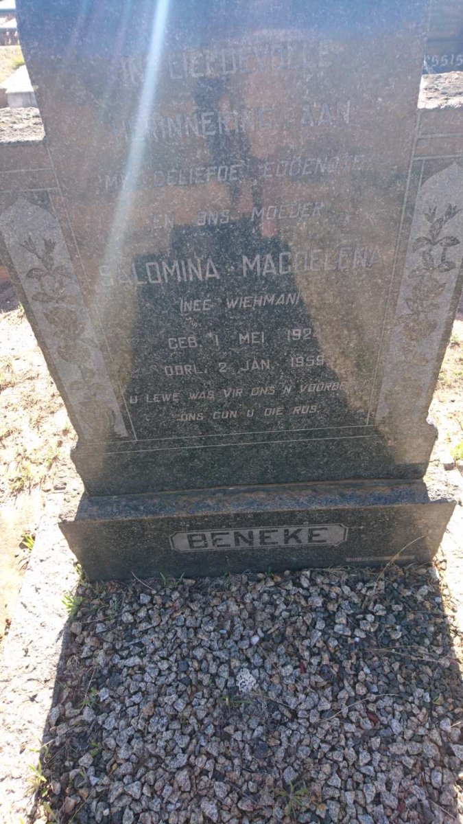 BENEKE Salomina Magdelena nee WIEHMAN 1924-1959