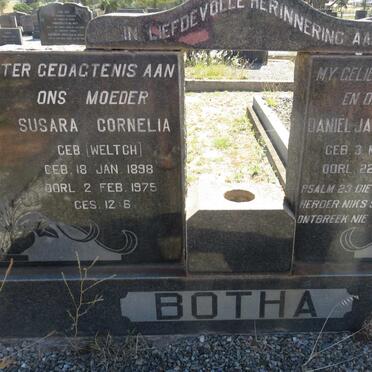 BOTHA Daniel Jacobus Petrus 1882-1968 &amp; Susara Cornelia WELTCH 1898-1975
