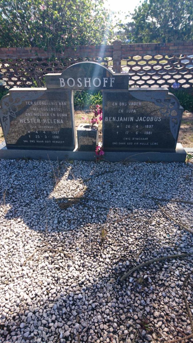 BOSHOFF Benjamin Jacobus 1897-1981 &amp; Hester Helena SCHOEMAN 1907-1981