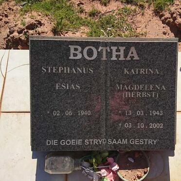 BOTHA Stephanus Esias 1940- &amp; Katrina Magdalena HERBST 1943-2002