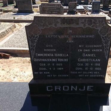 CRONJE Daniel Christiaan 1918-1966 &amp; Emmerentia Isabella OOSTHUIZEN nee VOSLOO 1925-1984