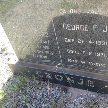 CRONJE George F.J. 1891-1971 &amp; Hester Agnes OOSTHUIZEN 1891-1965