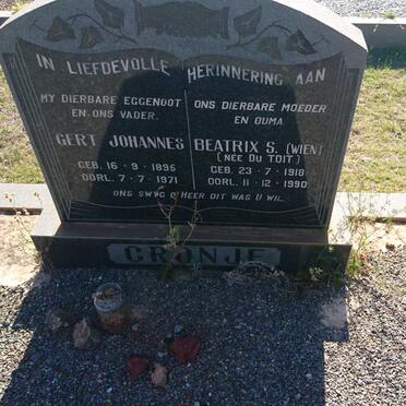 CRONJE Gert Johannes 1895-1971 &amp; Beatrix S. DU TOIT 1918-1990
