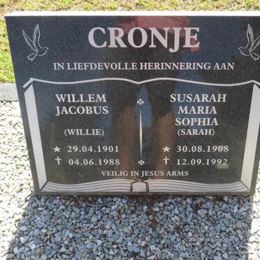 CRONJE Willem Jacobus 1901-1988 &amp; Susarah Maria Sophia 1908-1992