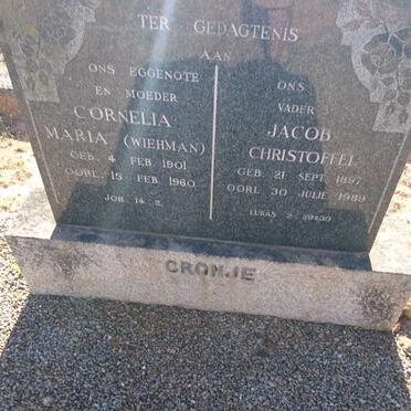 CRONJE Jacob Christoffel 1897-1989 &amp; Cornelia Maria WIEHMAN 1901-1960