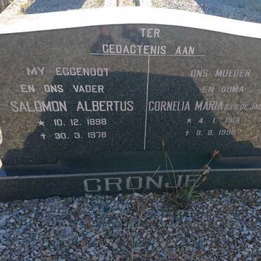 CRONJE Salomon Albertus 1898-1978 &amp; Cornelia Maria DE JAGER 1901-1990