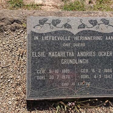 GRUNDLINGH Andries Ockert 1886-1947 &amp; Elsie Margaretha 1889-1970