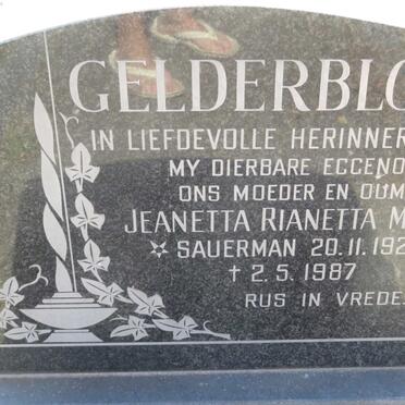 GELDERBLOM Jeanetta Rianetta Maria nee SAUERMAN 1927-1987