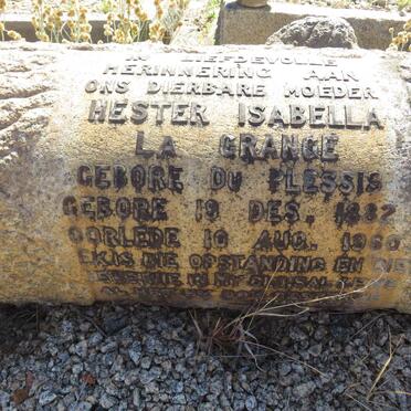 GRANGE Hester Isabella, la nee DU PLESSIS 1882-1960