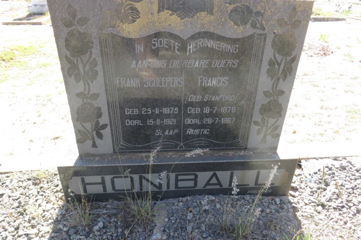 HONIBALL Frank Scheepers 1875-1921 &amp; Francis STANFORD 1879-1967