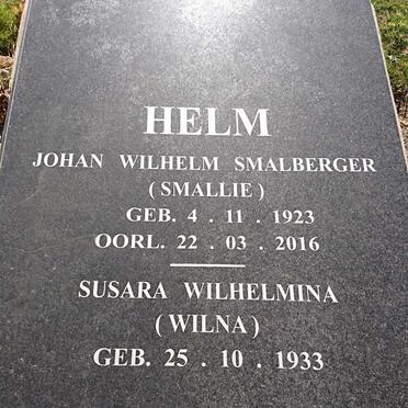 HELM Johan Wilhelm Smalberger 1923-2016 &amp; Susara Wilhelmina 1933-