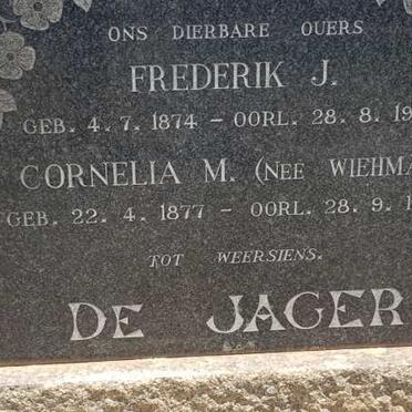 JAGER Frederik J., de 1874-1957 &amp; Cornelia M. WIEHMAN 1877-1944