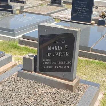 JAGER Maria E., de nee JANSE VAN RENSBURG -1974
