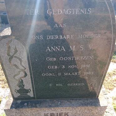 KRIEK Anna M.S.V. nee OOSTHUIZEN 1891-1963