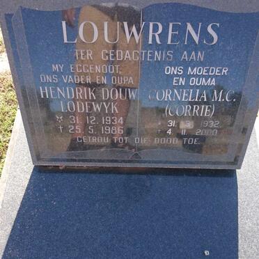 LOUWRENS Hendrik Douw Lodewyk 1934-1986 &amp; Cornelia M.C. 1932-2000