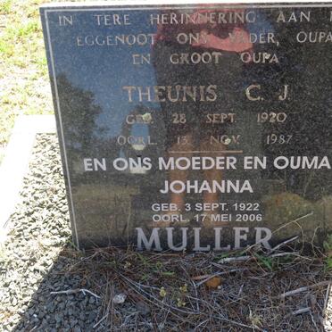 MULLER Theunis C.J. 1920-1987 &amp; Johanna 1922-2006