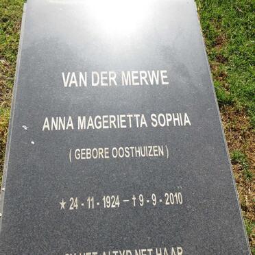 MERWE Anna Magerietta Sophia, van der nee OOSTHUIZEN 1924-2010