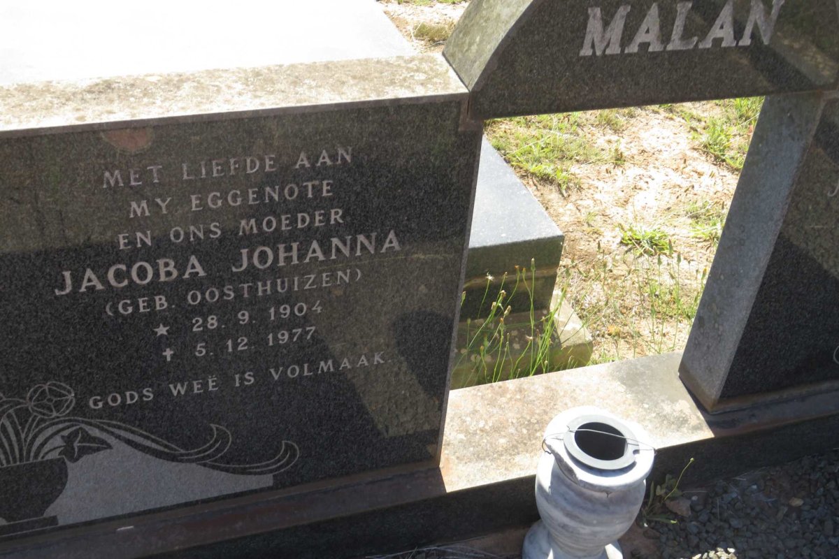 MALAN Jacobus Lodewikus 1904-1984 &amp; Jacoba Johanna OOSTHUIZEN 1904-1977