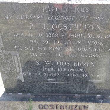 OOSTHUIZEN P.J. 1882-1950 &amp; S.W. KLEYNHANS 1887-1974