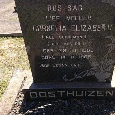 OOSTHUIZEN Cornelia Elizabeth voorheen SCHOEMAN nee VOSLOO 1868-1966