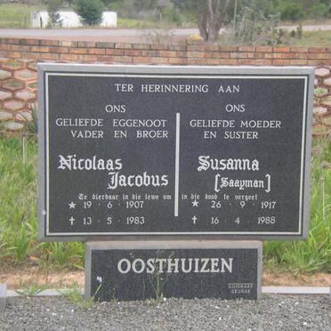 OOSTHUIZEN Nicolaas Jacobus 1907-1983 &amp; Susanna SAAYMAN 1917-1988