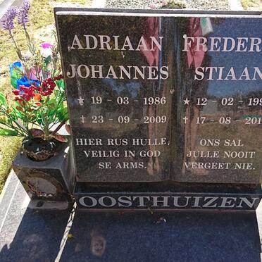 OOSTHUIZEN Adriaan Johannes 1986-2009 :: OOSTHUIZEN Frederick Stiaan 1993-2012