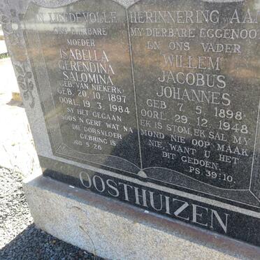OOSTHUIZEN Willem Jacobus Johannes 1898-1948 &amp; Isabella Gerendina Salomina VAN NIEKERK 1897-1984