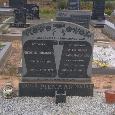 PIENAAR Frederik Johannes 1887-1971 &amp; Susara Magdalena SAAYMAN 1897-1967