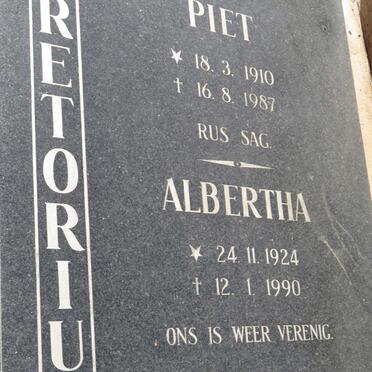 PRETORIUS Piet 1910-1987 &amp; Albertha 1924-1990