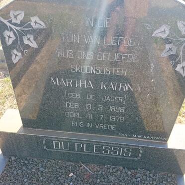 PLESSIS Martha Katrina, du nee DE JAGER 1898-1978