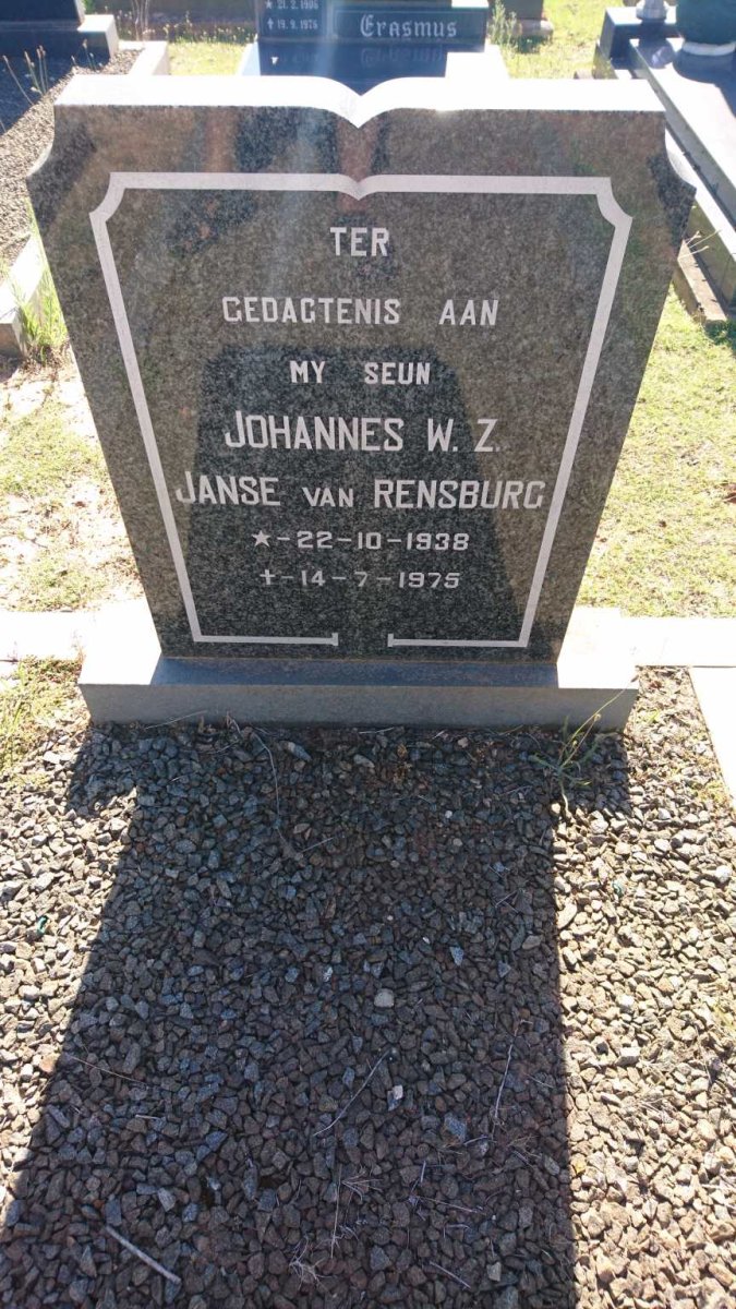 RENSBURG Johannes W.Z., Janse van 1938-1975