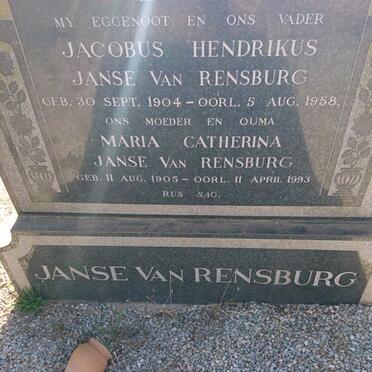 RENSBURG Jacobus Hendrikus, Janse van 1904-1958 &amp; Maria Catherina 1905-1993
