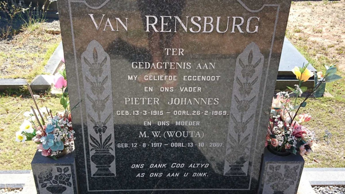 RENSBURG Pieter Johannes, van 1915-1969 &amp; M.W. 1917-2007