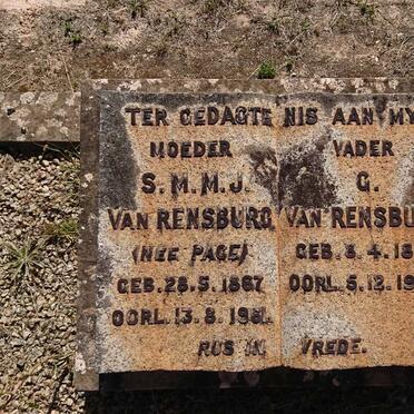 RENSBURG G., van 1865-1945 &amp; S.M.M.J. PACE 1867-1961