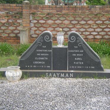 SAAYMAN Karel Pieter 1934-1981 &amp; Elizabeth Lodewica 1911-1981