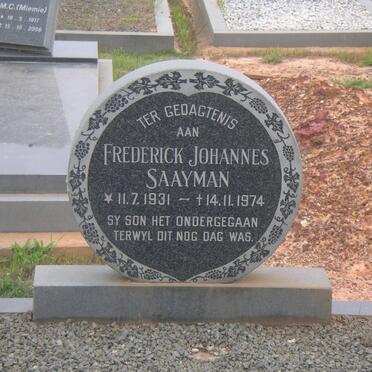 SAAYMAN Frederick Johannes 1931-1974