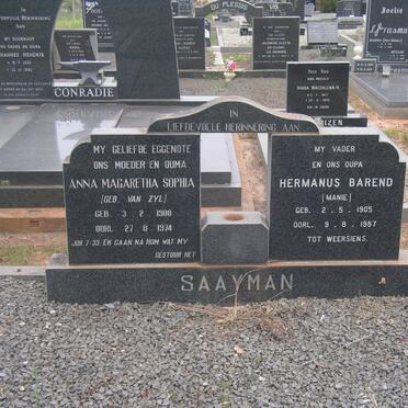 SAAYMAN Hermanus Barend 1905-1987 &amp; Anna Magarietha Sophia VAN ZYL 1908-1974