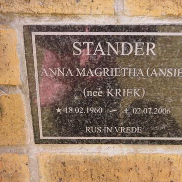 STANDER Anna Magrietha nee KRIEK 1960-2006