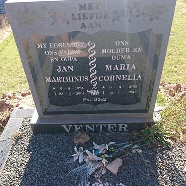 VENTER Jan Marthinus 1924-2004 &amp; Maria Cornelia 1935-2015