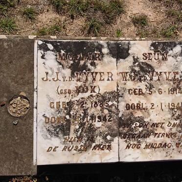 VYVER J.J., v.d. nee KOK 1885-1942 :: V.D. VYVER W.J. 1914-1949