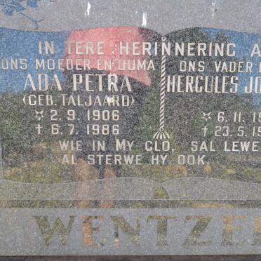 WENTZEL Hercules Johannes 1905-1988 &amp; Ada Petra TALJAARD 1906-1986
