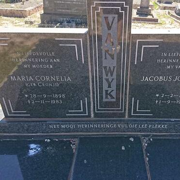 WYK Jacobus Johannes, van 1897-1946 &amp; Maria Cornelia CRONJE 1898-1983