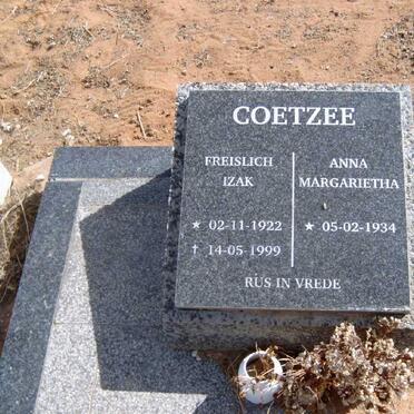 COETZEE Freislich Izak 1922-1999 &amp; Anna Margarietha 1934-