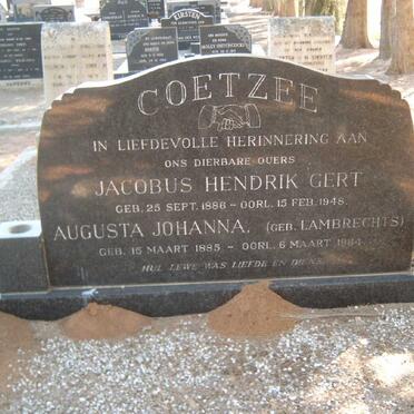 COETZEE Jacobus Hendrik Gert 1886-1948 &amp; Augusta Johanna LAMBRECHTS 1885-1964