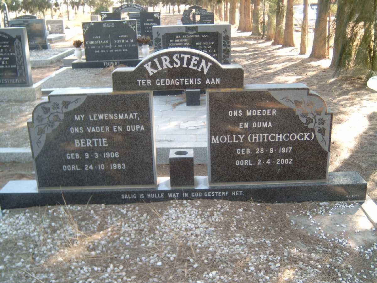 KIRSTEN Bertie 1906-1983 &amp; Molly HITCHCOCK 1917-2002