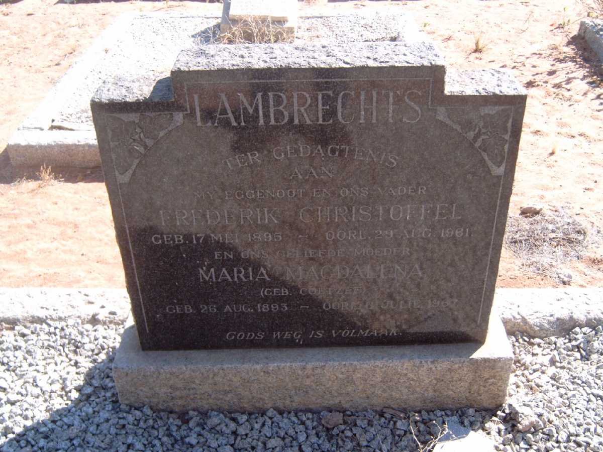 LAMBRECHTS Frederik Christoffel 1895-1961 &amp; Maria Magdalena COETZEE 1893-19?7