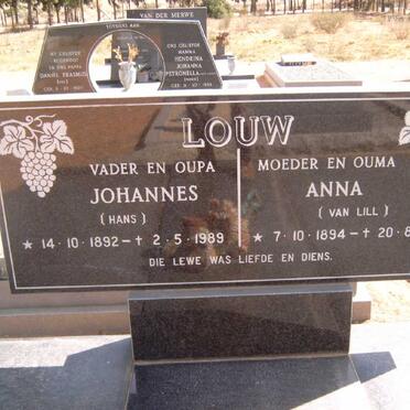 LOUW Johannes 1892-1989 &amp; Anna VAN LILL 1894-1985