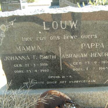 LOUW Abraham Hendrik P. 1914-1965 &amp; Johanna F. SMITH 1916-1982